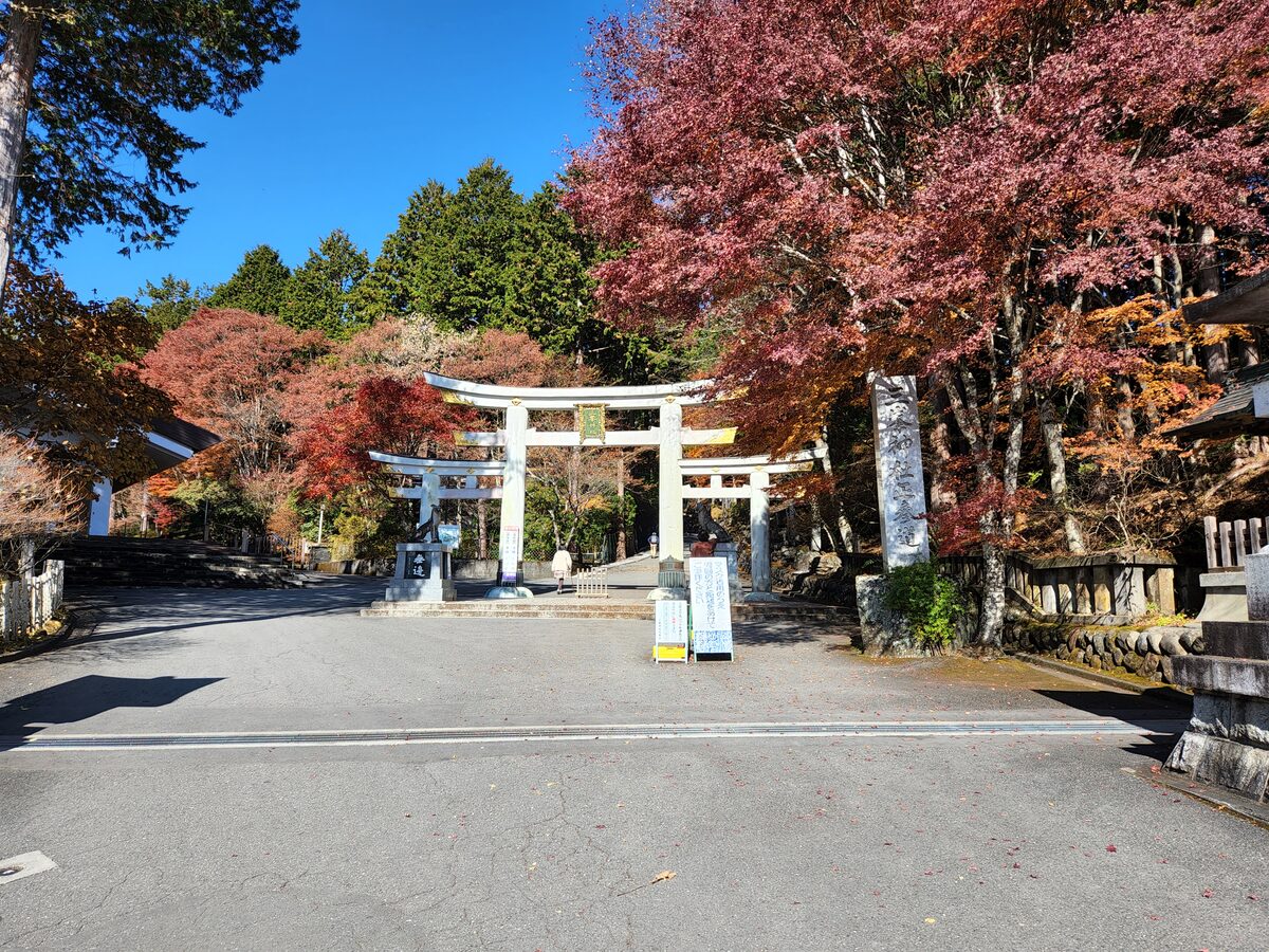 三峯神社 三ツ鳥居と紅葉 / Triple torii gate with autumn foliage